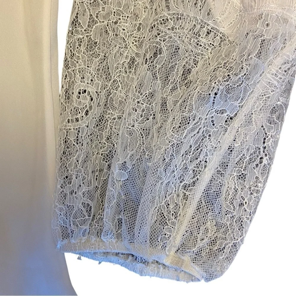 Kobi Halperin Valentina Balloon Sleeve Ivory Silk Blouse with Lace - Picture 7 of 14